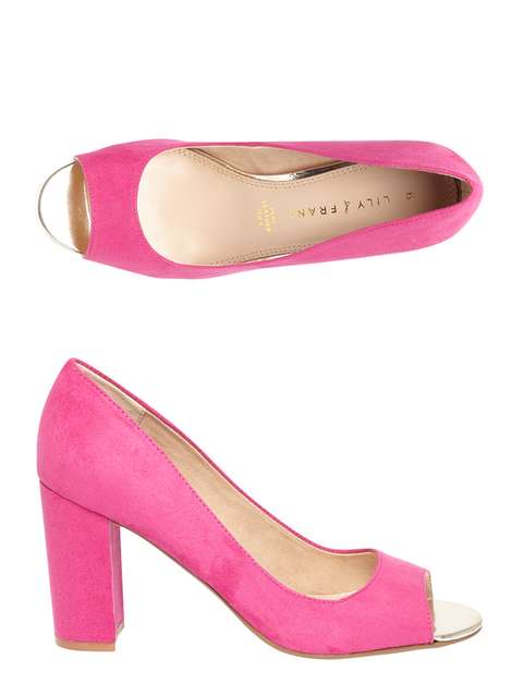 **Lily & Franc Pink 'Jen' Heeled Court Shoes